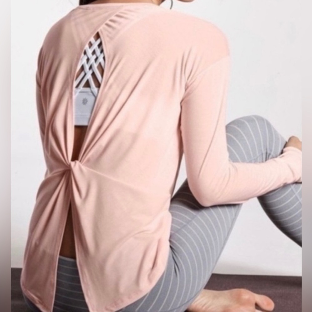 Athleta Essence Twist Back Long Sleeve Light Pink Top